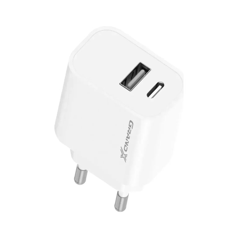 Зарядний пристрій Grand-X 1xUSB-C + 1xUSB 21W OCP white (CH-21W) - фото 3