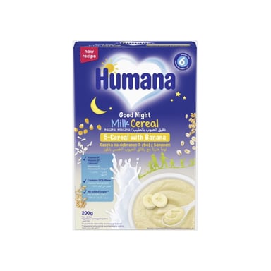Дитяча каша Humana Milk Cereal Good Night 5-Cereal with Banana молочна від 6 місяців 200 г (4251099602996) - фото 1