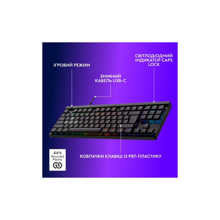 Клавіатура Logitech G515 Rapid TKL Wired USB UA Black (920-013861) - фото 6