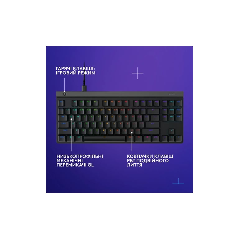 Клавіатура Logitech G515 TKL Cored GL Tactile RGB USB UA Black (920-014133) - фото 7