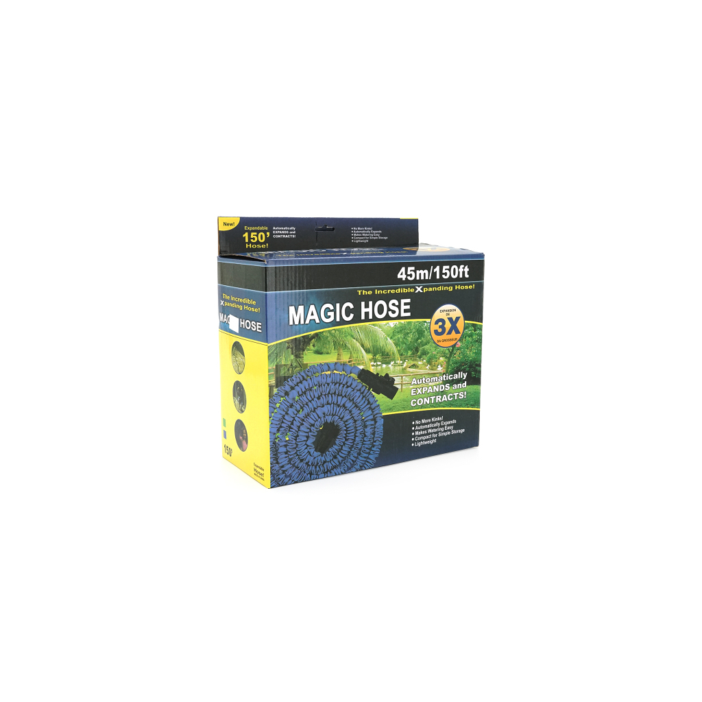 Шланг для поливу Voltronic 15-45м/150ft + розпилювач, насадка на кран, Blue/Green, Box (Garden hose 15-45) - фото 1