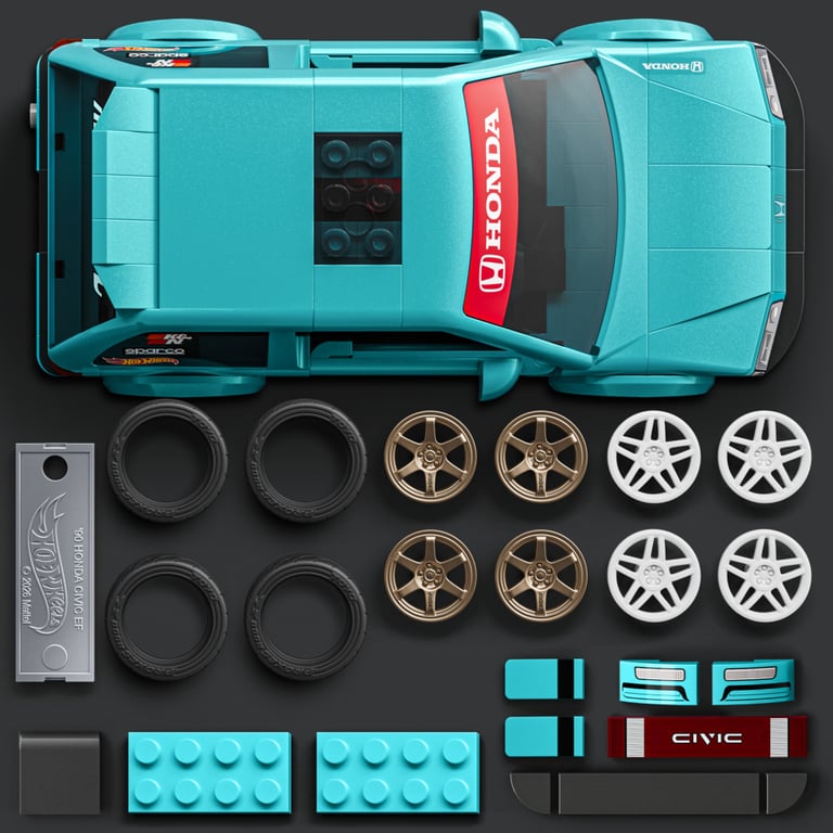 Конструктор Mattel Brick Shop Speed Honda Custom 90 Civic EF (JHF62) - фото 5