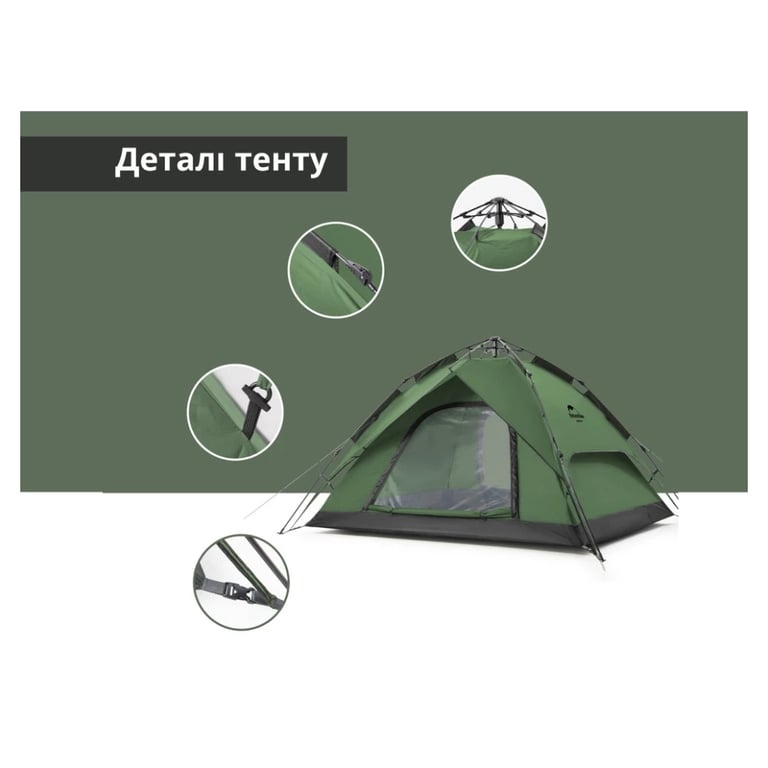 Намет Naturehike NH21ZP008 оливково-зелений (6927595777442) - фото 10