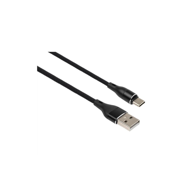 Дата кабель USB 2.0 AM to USB-C 0.3m cylindric nylon back Vinga (VCPDCTCCANB03BK) - фото 1