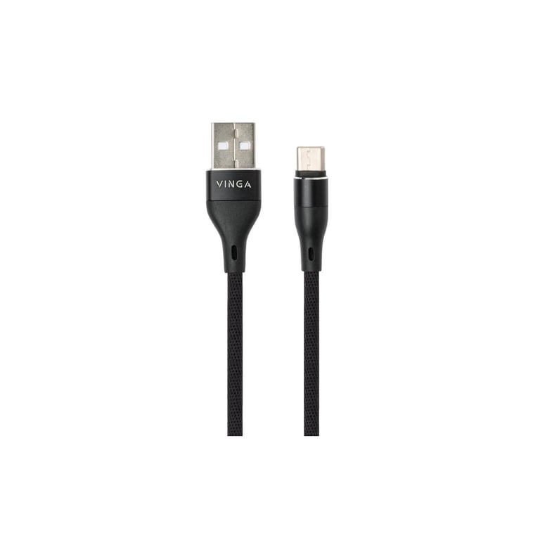 Дата кабель USB 2.0 AM to USB-C 0.3m cylindric nylon back Vinga (VCPDCTCCANB03BK) - фото 2