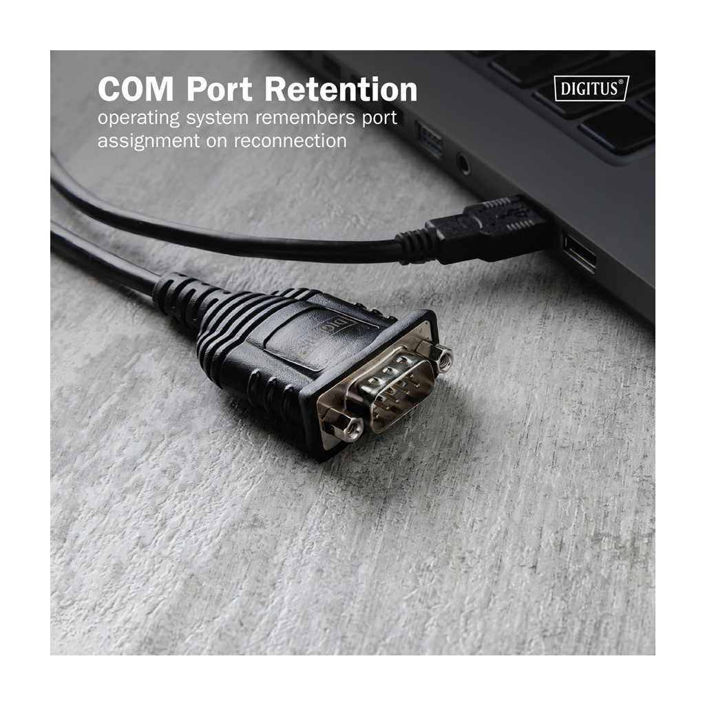 Кабель для передачі даних USB 2.0 AM to COM 1.8m DB9 RS232 FT232RNL black Digitus (DA-70172) - фото 7 Кабель для передачі даних USB 2.0 AM to COM 1.8m DB9 RS232 FT232RNL black Digitus (DA-70172) - фото 7