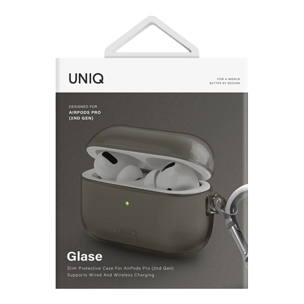 Чохол для навушників Uniq Glase AirPods Pro 2 gen Glossy Smoke (8886463683590) - фото 3 Чохол для навушників Uniq Glase AirPods Pro 2 gen Glossy Smoke (8886463683590) - фото 3