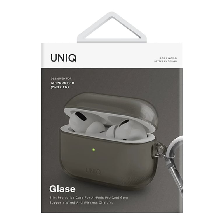 Чохол для навушників Uniq Glase AirPods Pro 2 gen Glossy Smoke (8886463683590) - фото 3
