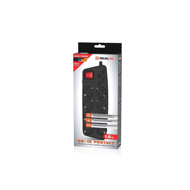 Мережевий фільтр живлення REAL-EL RS-Protect 505, 1.8m, black (EL122300044) - фото 8