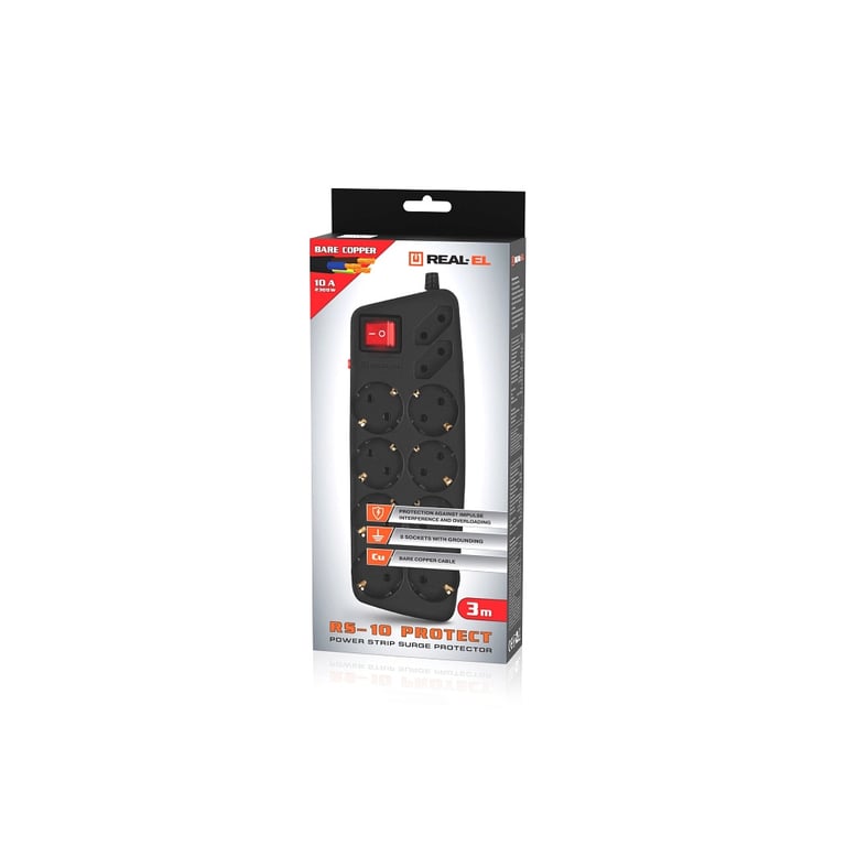 Мережевий фільтр живлення REAL-EL RS-Protect 505, 3m, black (EL122300045) - фото 8