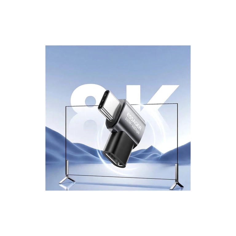 Перехідник USB-C F to USB-C M USB 4.0 40Gbps 240W 90° corner Essager (EOTG7-YH0G-P) - фото 5