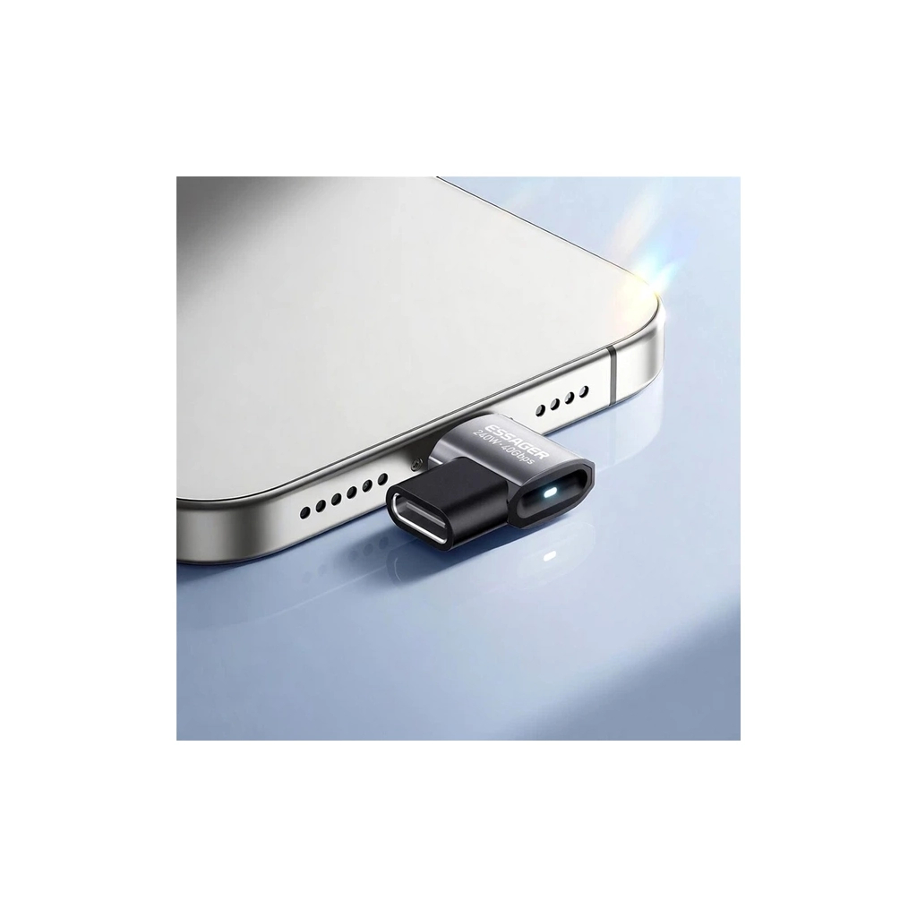 Перехідник USB-C F to USB-C M USB 4.0 40Gbps 240W 90° corner Essager (EOTG7-YH0G-P) - фото 6 Перехідник USB-C F to USB-C M USB 4.0 40Gbps 240W 90° corner Essager (EOTG7-YH0G-P) - фото 6