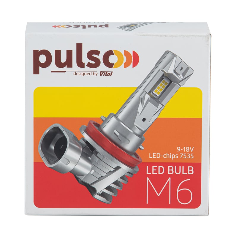 Автолампа PULSO LED-chips 7535/9-18v/2x28w/6000Lm/6500K (M6-H7) - фото 5