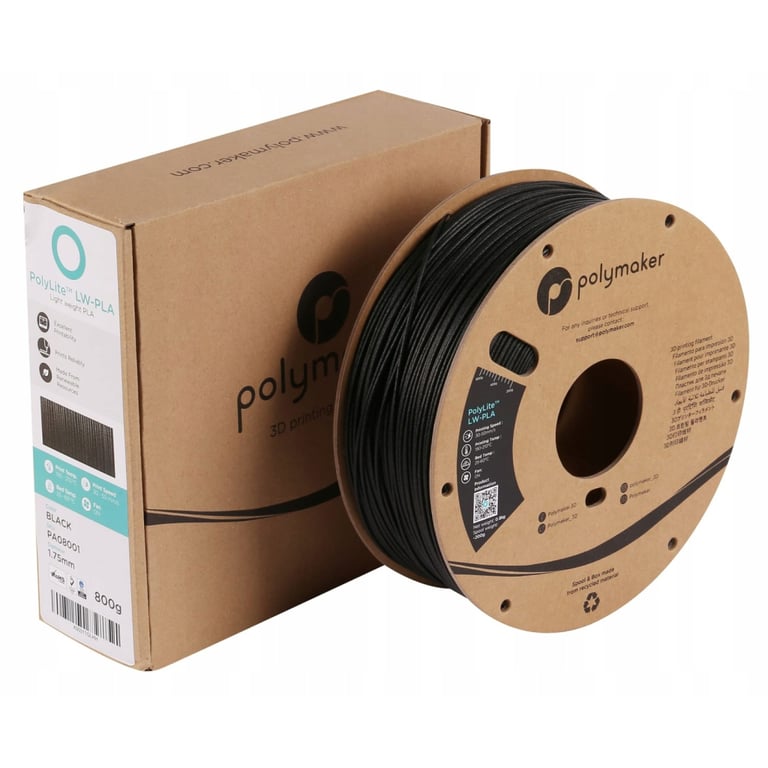 Пластик для 3D-принтера Polymaker PLA POLYLITE LW 1.75 mm 0,8kg BLACK (PA08001) - фото 4