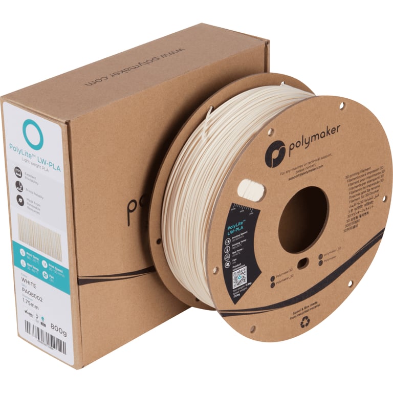 Пластик для 3D-принтера Polymaker PLA POLYLITE LW 1.75 mm 0,8kg WHITE (PA08002) - фото 3