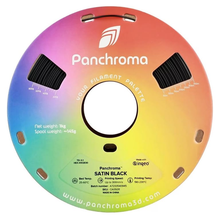 Пластик для 3D-принтера Polymaker PLA PANCHROMA SATIN 1,75mm 1kg BLACK (CA05011) - фото 2