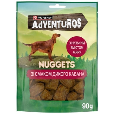 Ласощі для собак Purina AdVENTuROS Шматочки зі смаком дикого кабана 90 г (7613035516458) - фото 1