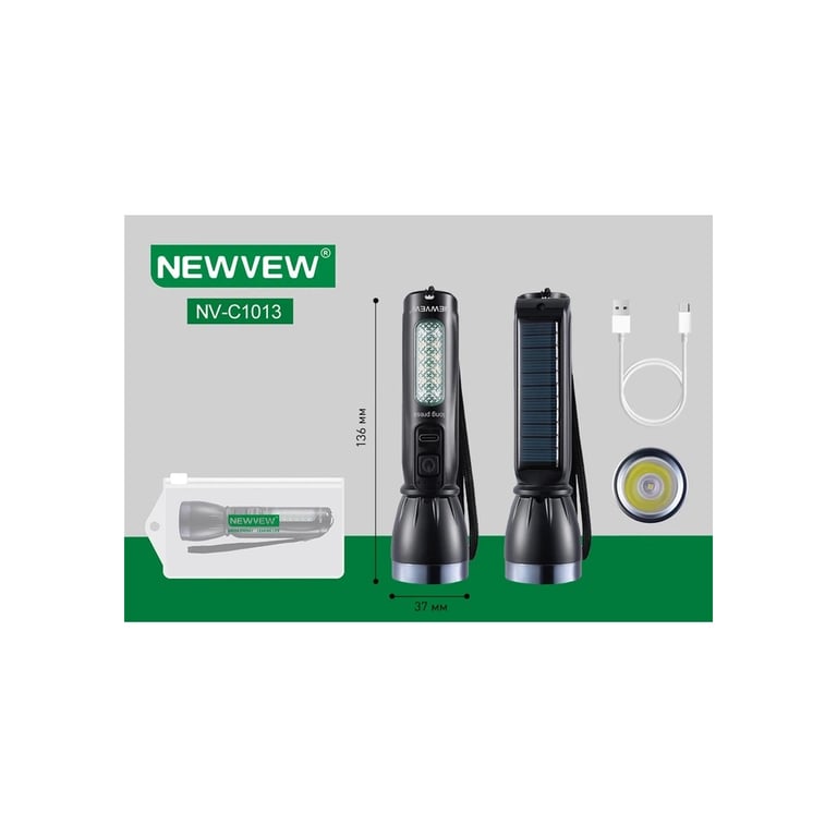 Ліхтар NEWVEW NV-C1013 Solar Panel 500mAh Black (NWVW-NV-C1013-BK) - фото 3