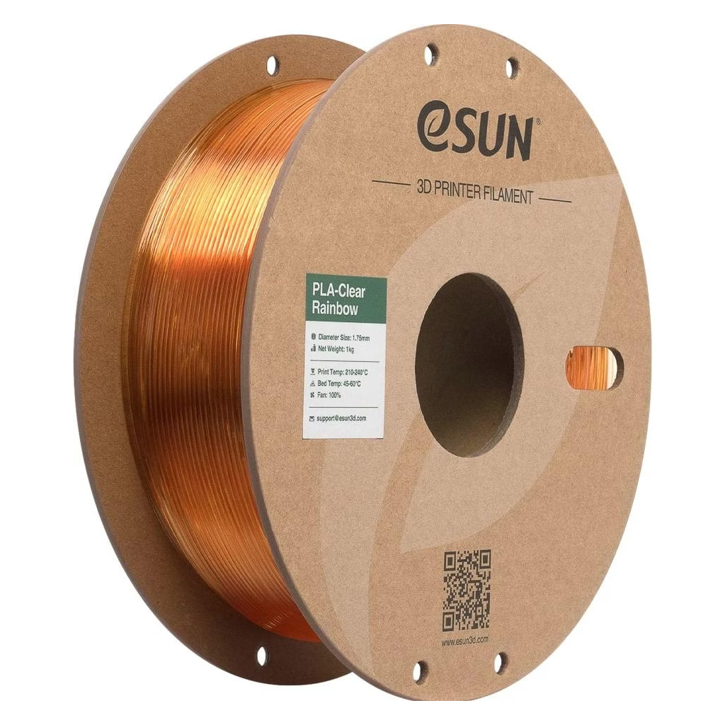 Пластик для 3D-принтера eSUN PLA Clear Rainbow 1,75mm 1kg FLAME-Crystal (PLA-CLRB175O-CF1P1) - фото 1 Пластик для 3D-принтера eSUN PLA Clear Rainbow 1,75mm 1kg FLAME-Crystal (PLA-CLRB175O-CF1P1) - фото 1