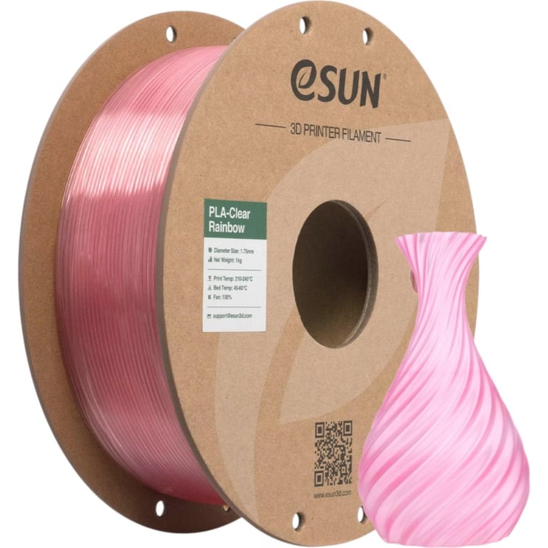 Пластик для 3D-принтера eSUN PLA Clear Rainbow 1,75mm 1kg PINK-Crystal (PLA-CLRB175O-CP1P1) - фото 4