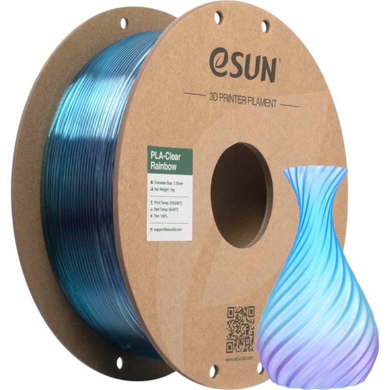Пластик для 3D-принтера eSUN PLA Clear Rainbow 1,75mm 1kg PURPLE BLUE CYAN (PLA-CLRB175RB-ZUCY1P1) - фото 4