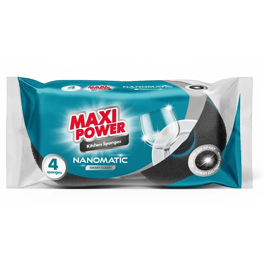 Губки кухонні Maxi Power Nanomatic 4 шт. (4820204703776) - фото 1