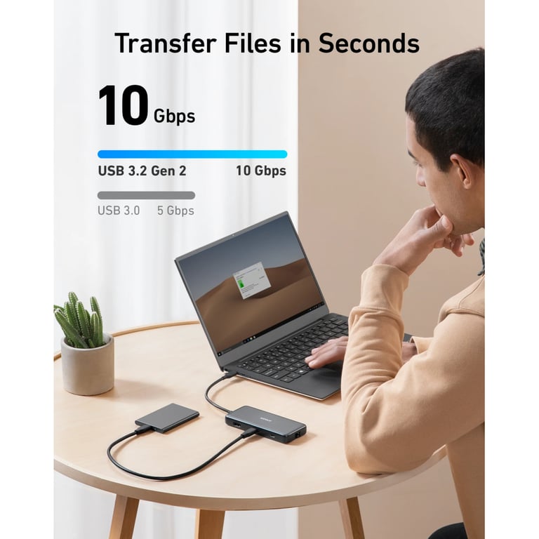 Концентратор USB-C 8-in-1 1xUSB-C PD100W + 1xHDMI + 2xUSB-A + 1xUSB-C 10Gbps + 1xRJ45 + SD black Anker (A83830A2) - фото 2