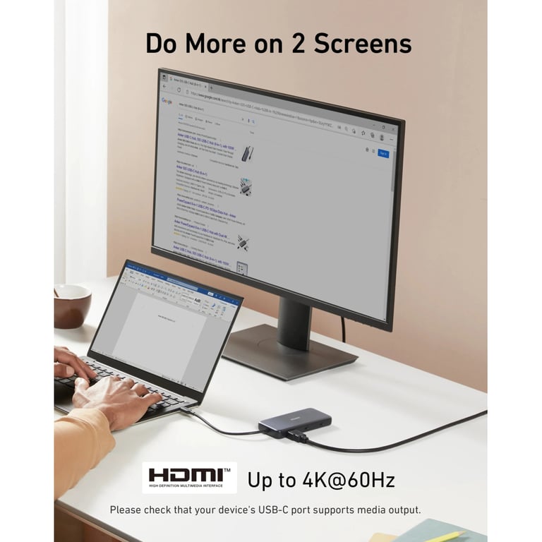 Концентратор USB-C 8-in-1 1xUSB-C PD100W + 1xHDMI + 2xUSB-A + 1xUSB-C 10Gbps + 1xRJ45 + SD black Anker (A83830A2) - фото 3
