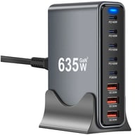 Зарядний пристрій XoKo 2xUSB-C PD3.1 140W + 2xUSB-C PD100W + 1xUSB-C PD65W + 3xUSB QC30W GaN (QC-600) - фото 1