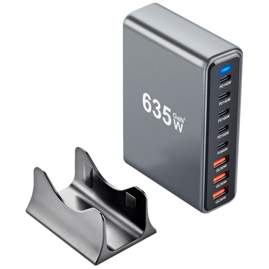 Зарядний пристрій XoKo 2xUSB-C PD3.1 140W + 2xUSB-C PD100W + 1xUSB-C PD65W + 3xUSB QC30W GaN (QC-600) - фото 2 Зарядний пристрій XoKo 2xUSB-C PD3.1 140W + 2xUSB-C PD100W + 1xUSB-C PD65W + 3xUSB QC30W GaN (QC-600) - фото 2