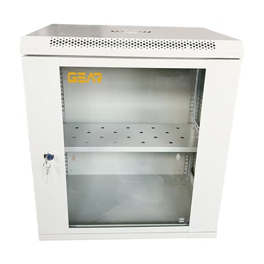 Шафа настінна GEAR 12U 19" 530x400x600 мм, + полка 19", grey (GWMSN-12U-530-400G) - фото 1