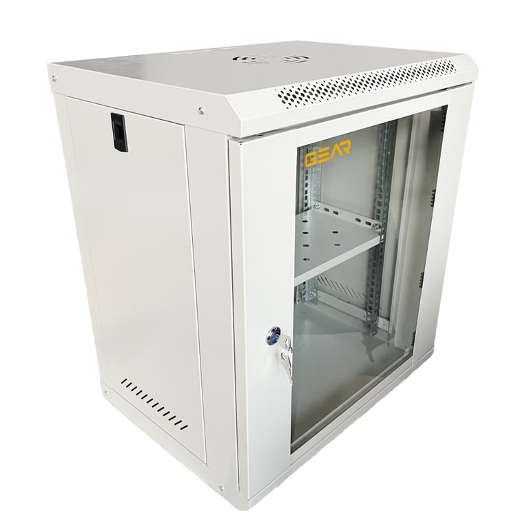 Шафа настінна GEAR 12U 19" 530x400x600 мм, + полка 19", grey (GWMSN-12U-530-400G) - фото 2