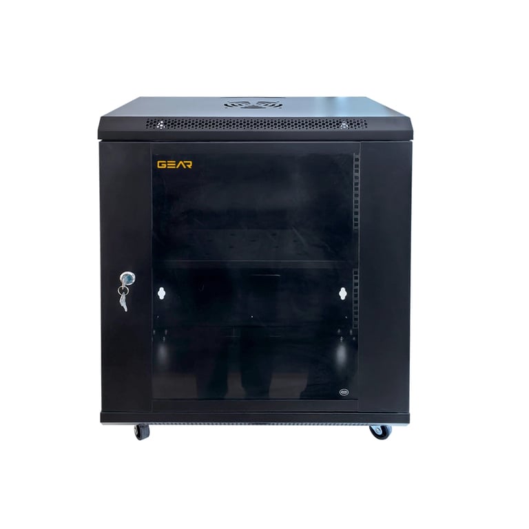 Шафа настінна GEAR 15U 19" 600x600x750 мм, + полка 19", black (GWMSN-15U-600-600) - фото 1