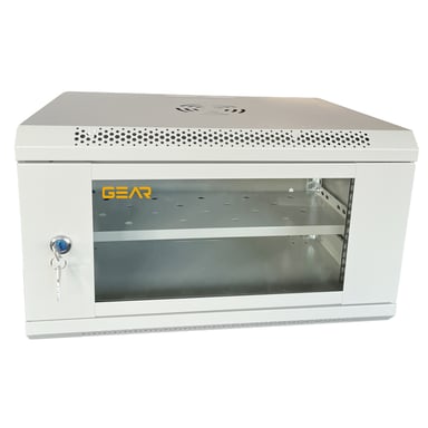 Шафа настінна GEAR 6U 19" 600x450x350 мм, + полка 19", grey (GWMSN-6U-600-450G) - фото 1