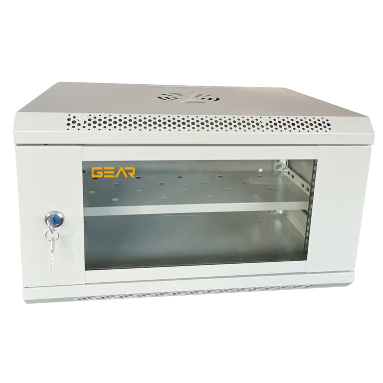 Шафа настінна GEAR 6U 19" 600x450x350 мм, + полка 19", grey (GWMSN-6U-600-450G) - фото 1