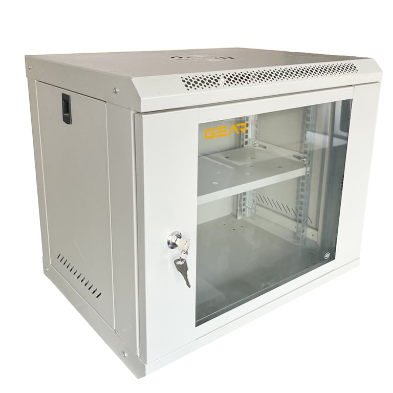 Шафа настінна GEAR 9U 19" 600x600x450 мм, + полка 19", grey (GWMSN-9U-600-600G) - фото 2
