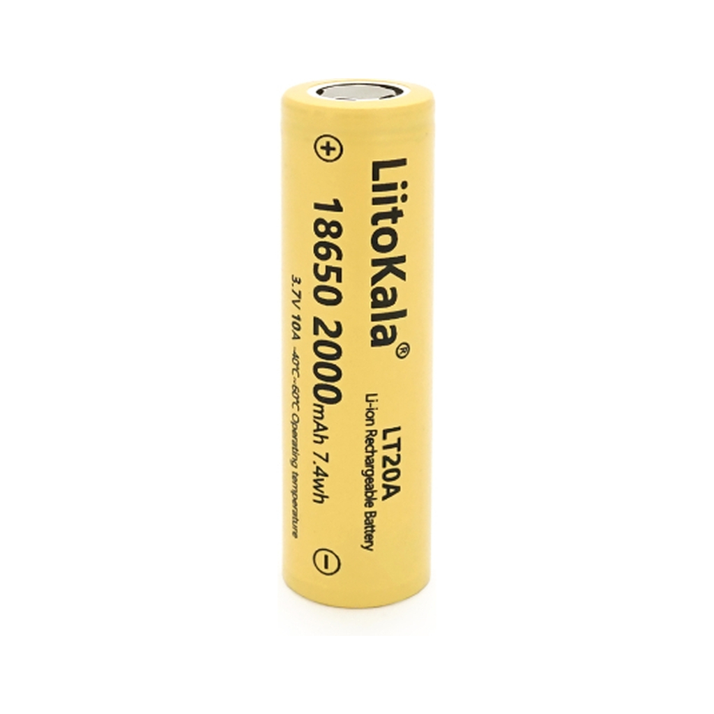 Акумулятор 18650 2000mah (1900-2000mah), 3.7V(2.75-4.2V), Yellow Liitokala (Lii-LT20A) - фото 1 Акумулятор 18650 2000mah (1900-2000mah), 3.7V(2.75-4.2V), Yellow Liitokala (Lii-LT20A) - фото 1