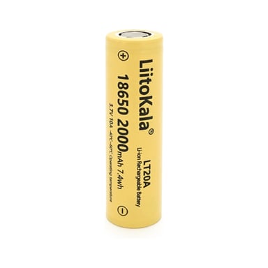 Акумулятор 18650 2000mah (1900-2000mah), 3.7V(2.75-4.2V), Yellow Liitokala (Lii-LT20A) - фото 1
