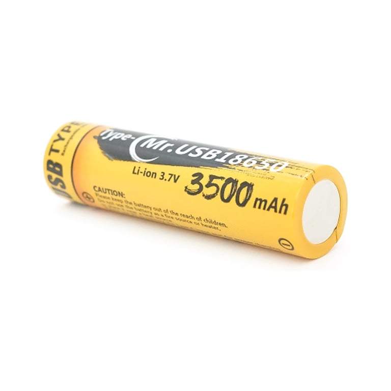 Акумулятор 18650 3500mah (3400-3500mah), 3.7V(2.7-4.2V), Type-C, 72*18.6mm, Yellow Liitokala (USB-18-T35) - фото 3