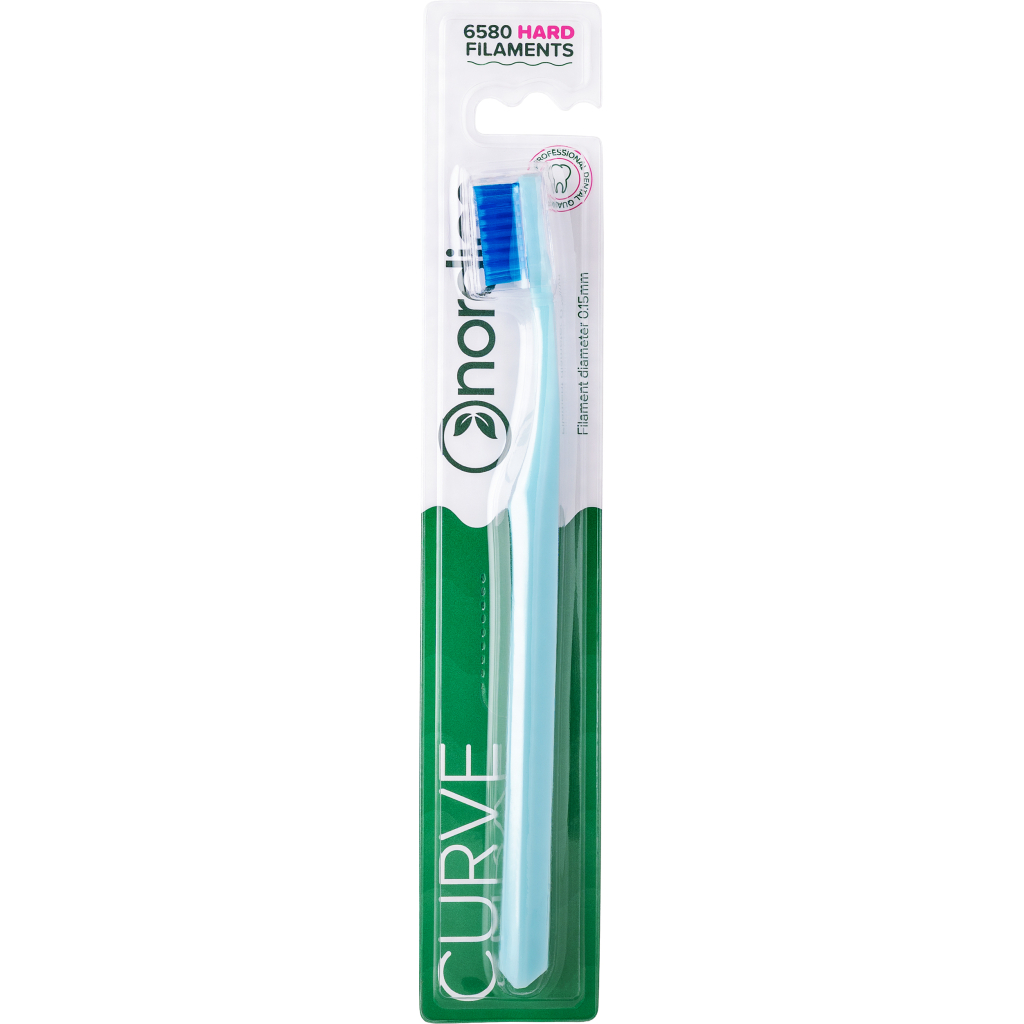 Зубна щітка Nordics 6580 Expert Curve Hard Блакитна із синьою щетиною (3800501908990) - фото 1