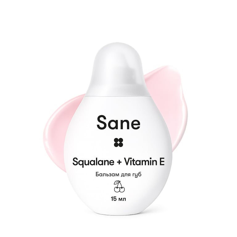 Бальзам для губ Sane Squalane + Vitamin E Живильний З ароматом вишні 15 мл (4820266831943) - фото 3