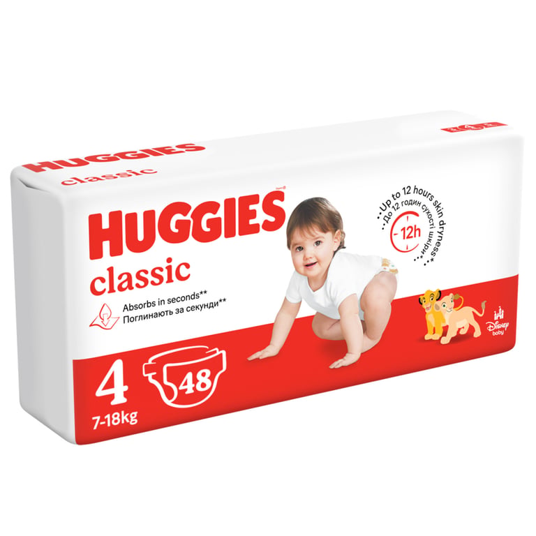 Підгузки Huggies Huggies Classic 4 (7-18 кг) Jumbo 48 шт (5029053586335) - фото 2