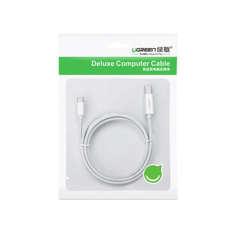 Кабель для принтера Ugreen USB-C 2.0 to BM 1.5m white (40417) - фото 2