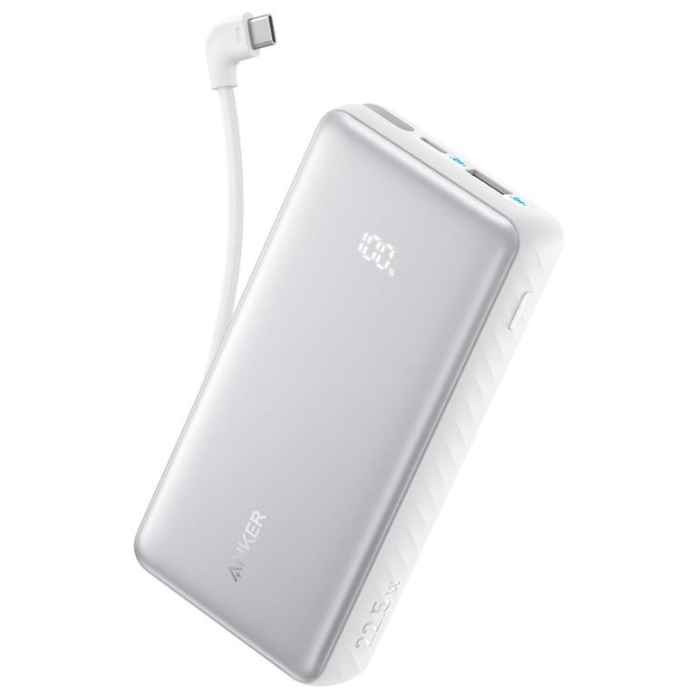 Батарея універсальна Anker 10000mAh 22.5W Built-In USB-C Cable White (A110DH21) - фото 2