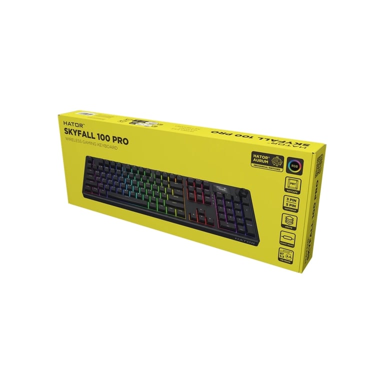 Клавіатура Hator Skyfall 100 PRO Aurum Vanila Silent RGB Wireless/Bluetooth/USB UA Black (HTK4101UA) - фото 7