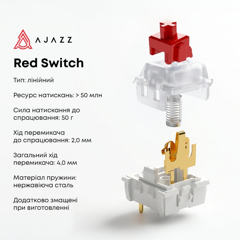 Клавіатура Ajazz AK820 Red Switch USB-C UA Black (AK820-R-B) - фото 10
