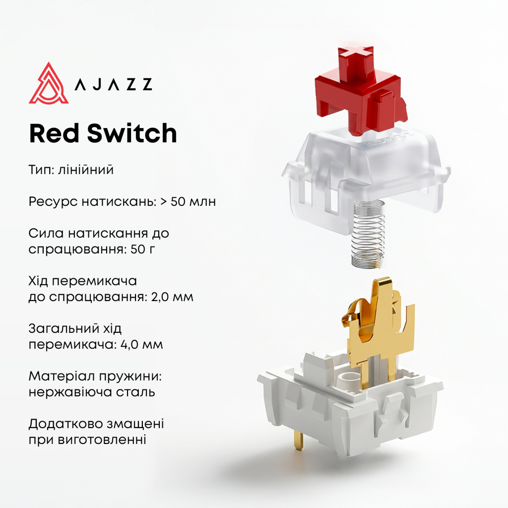 Клавіатура Ajazz AK820 Red Switch USB-C UA White (AK820-R-W) - фото 10 Клавіатура Ajazz AK820 Red Switch USB-C UA White (AK820-R-W) - фото 10