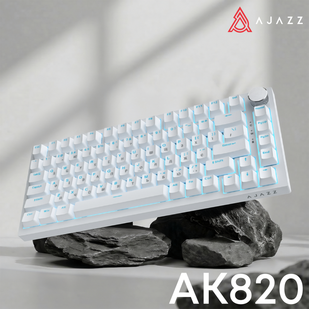 Клавіатура Ajazz AK820 Red Switch USB-C UA White (AK820-R-W) - фото 6 Клавіатура Ajazz AK820 Red Switch USB-C UA White (AK820-R-W) - фото 6