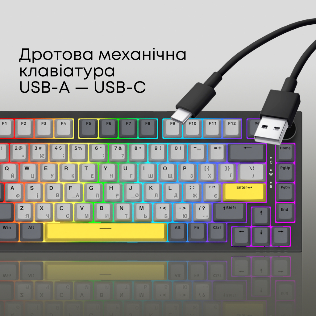 Клавіатура Ajazz AK820 Sea Salt Switch RGB USB-C UA Black (AK820-SS-BGY) - фото 7 Клавіатура Ajazz AK820 Sea Salt Switch RGB USB-C UA Black (AK820-SS-BGY) - фото 7