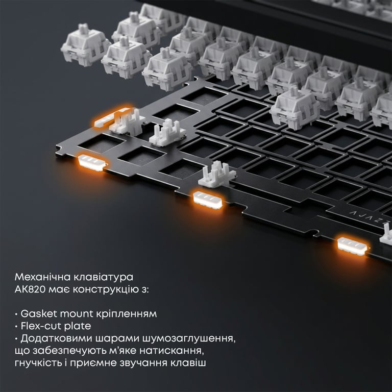 Клавіатура Ajazz AK820 Sea Salt Switch RGB USB-C UA Black (AK820-SS-BGY) - фото 9